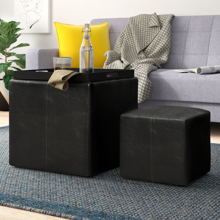 Square storage deals ottoman with tray